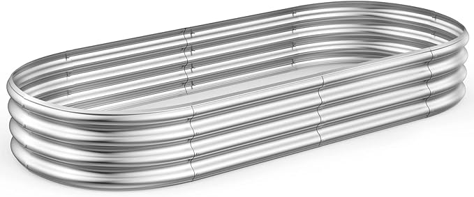 Raised Garden Bed 6.5ft Galvanized Planter Box Outdoor, Rot-Resistant Oval Large Metal Garden Bed Planter for Vegetables Flower Herb