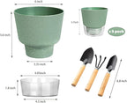2024 Upgraded 5 Pack 6-Inch Self-Watering Planter Pots with Deep Reservoir for Indoor and Outdoor Plants with Planting Tools (Frosted White)