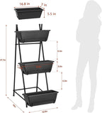 3 Tier Vertical Garden Planter Small Raised Garden Bed Freestanding Plastic Raised Planter Boxes Herb Planter Stand with Removable Tray for Indoor Outdoor Herbs Flowers Vegetables Plants Grey
