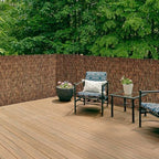 brown 5.6ft x16.4ft reed fencing roll bamboo privacy, front angle view
