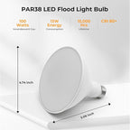 PAR38 LED Outdoor Flood Light Bulbs, 100W Equivalent, 1050LM, Dimmable, 3000K Warm White, 13W, Waterproof LED Floodlight for Porch Yard Garage, E26 Base, 15,000 Hrs, 2 Pack