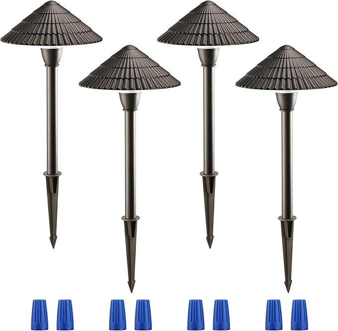 LEONLITE Low Voltage Landscape Lights, 3W 12V Pathway Lighting Wired, IP65 Waterproof Light for Yard Lawn, ETL Listed, Bronze Aluminum Housing, 4000K Cool White, Pack of 4