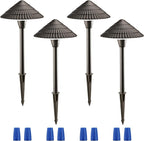 LEONLITE Low Voltage Landscape Lights, 3W 12V Pathway Lighting Wired, IP65 Waterproof Light for Yard Lawn, ETL Listed, Bronze Aluminum Housing, 4000K Cool White, Pack of 4