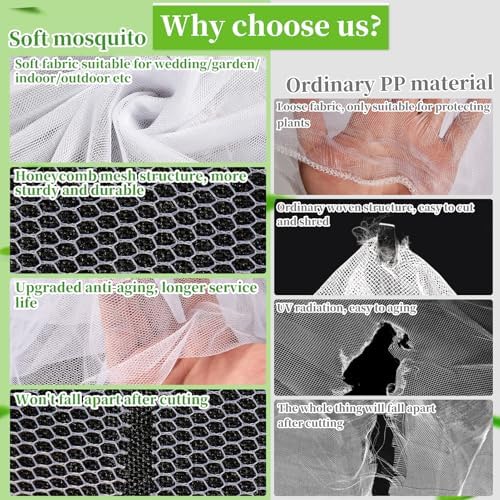 10 ft mosquito netting for garden patio, white showing dimensions