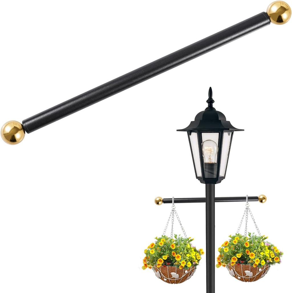 Lamp Post Cross Arm 16 inch Steel Lamp Post Cross Bar Ladder Rest Post Cross Arm Replacement for Outdoor Lamp Post (Gold 1Pack)