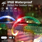 100ft Outdoor Rope Light, IP68 Waterproof 25 Color Changing String Lights with 149 Modes, Warm White & RGB LED Multicolor Twinkle Fairy Tube Lights for Indoor & Outside Railing, Balcony, Patio Decor