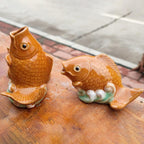 2026Fountain Spitter, Pond Spitter, Ceramic Carp Statue Traditional Style and Home Decor Figurine for Good Fortune Yellow, Fish Figurines2026 (Type-A+B)