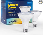 Sunco 2 Pack PAR30 LED Dusk to Dawn Light Bulbs, 850 Lumens, 11W, 5000K Daylight, Non-Dimmable, E26, Wet Rated Outdoor Flood Light Bulb with Photocell Sensor, for Porch, Patio, Backyard, UL