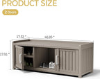 Storage Bench - Waterproof Resin Shoe Bench with Adjustable Shelves - Indoor & Outdoor Use, 2 Doors Entryway Bench with Hidden Storage Space - Storage Cabinet for Bedroom, Hallway, Grey