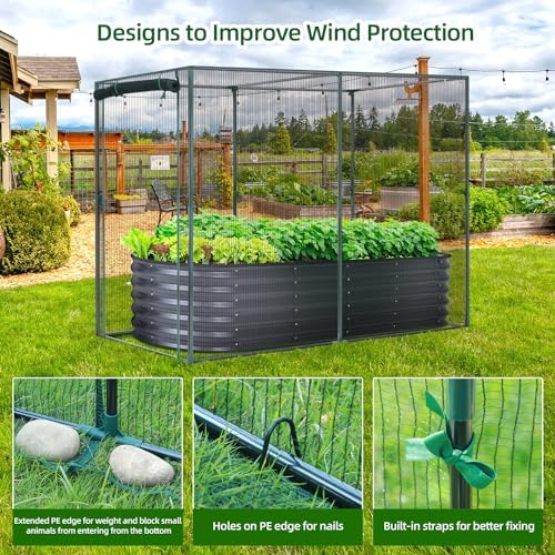 ohuhu crop cages for garden plant:6.6x3.9x5.3 ft plant showing dimensions
