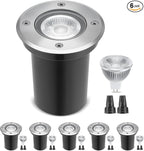 Gardencoin Low Voltage Landscape LED Well Lights, 12V in Ground Lights Outdoor IP67 Waterproof, 4.3 inch Wired Landscape Up Lighting, Included Replaceable 5W 2700K MR16 Bulb Dimmable, 6 Pack