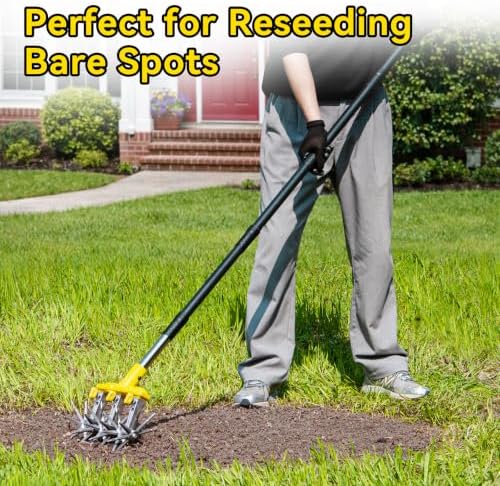 rotary cultivator garden tool with extra-large tines, 74-inch on a desk or shelf