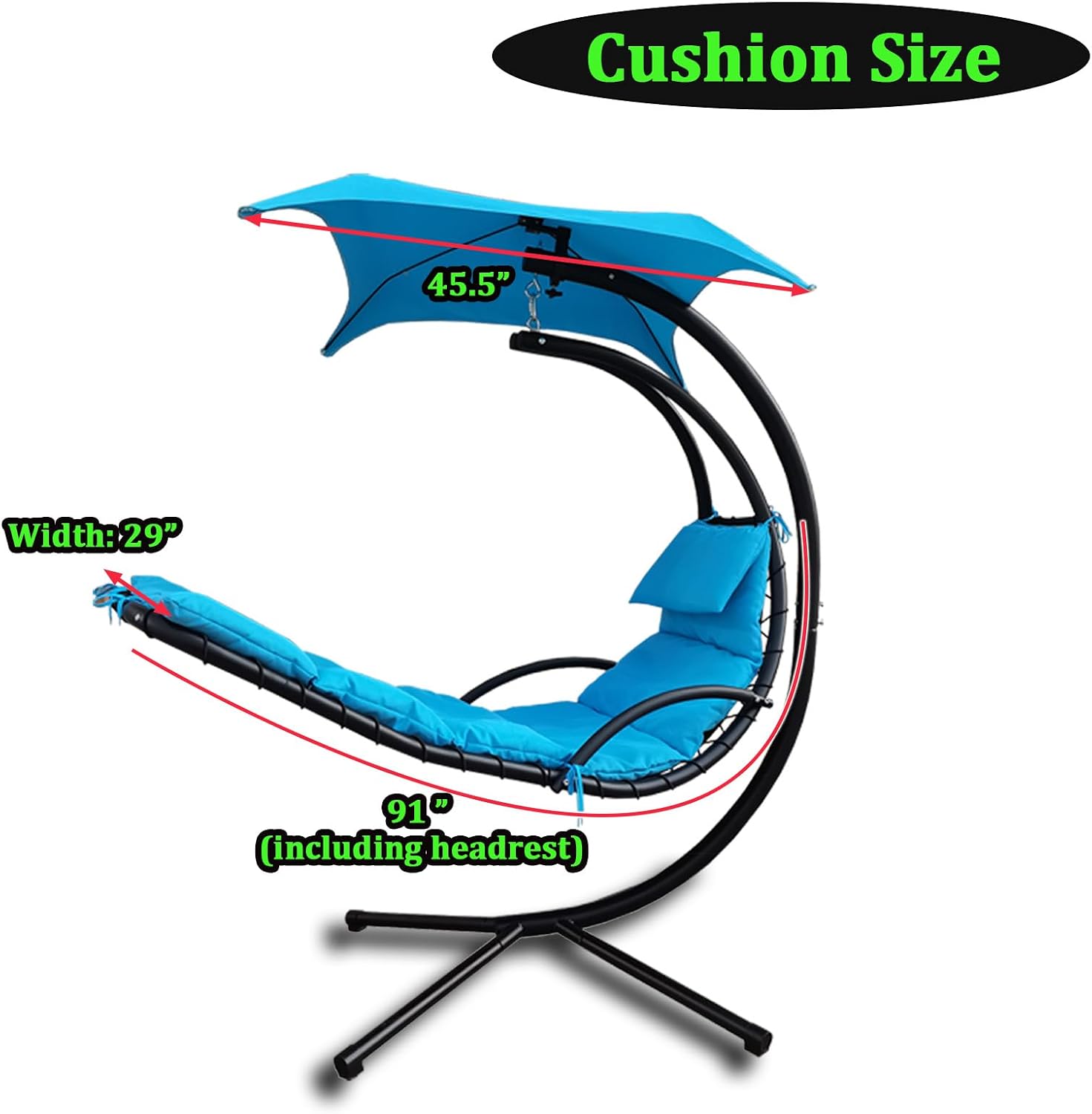 Hanging Lounge Chair Replacement Cushion with Umbrella Fabric, Fade Resistant Breathable Replacement Cushion Pad for Outdoor Curved Hanging Hammock Swing Chair (Dark Gray)