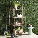 safavieh outdoor - amaris 4-tier bakers rack shown in use