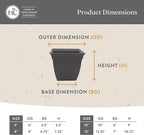 The HC Companies 8 Inch Eclipse Square Planter Pots with Drainage Holes & Attached Saucer, Lightweight UV-Resistant Plastic Indoor Outdoor Planters, 4-Pack Flower Pots for Garden & Home Decor, Red