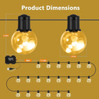 Outdoor String Lights Battery Powered, 22ft 20 LED Bulbs Hanging Patio Lights Dimmable w/Timer & Remote, Globe Bulb Shatterproof Waterproof for Outdoor Indoor Decor - Warm White & Multicolor