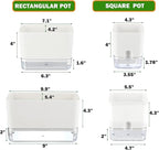 Planterhoma Self Watering Plant Pots for Indoor Plants 7 inch, 8 Packs Rectangular Self-Watering Planters with Drainage Hole, White African Violet Pots for Devil's Ivy, Spider Plant, Orchid, Herb