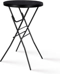 Cocktail Table 28in High Top Round Folding Indoor Outdoor, Plastic Bar Height Foldable Bistro Tall Table for Party, Patio, Dining Room, Kitchen, Events, Removable Locking Legs, Black