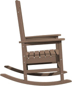 KINGYES Outdoor Rocking Chair Set of 2, High Density Polyethylene Patio Rocking Chairs with 330lbs Support for Adults, Brown