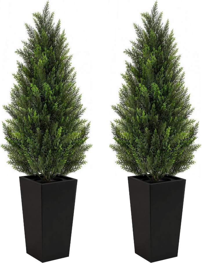 vivatrees 5ft artificial cedar topiary trees 2 pack, main product view