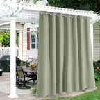 RYB HOME Extra Wide Outdoor Curtains for Patio Waterproof Heavy Duty Thermal Insulated in Summer Full Coverage Privacy for Porch, Gazebo & Pergola, W100 x L84, Sage Green, 1 Panel