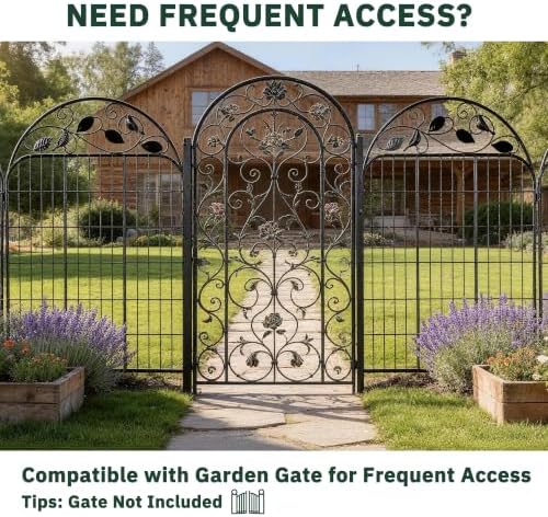 decorative garden fence, 48in h x 27ft l, front angle view