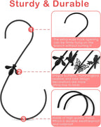 PACETAP Bird Feeders Hanger 12-Inch, 4PCS Metal Hummingbird Feeder Hooks, Heavy Duty Plant Hangers Outdoor for Hanging Plants, Wind Chimes, Christmas Ornaments and More (Black)