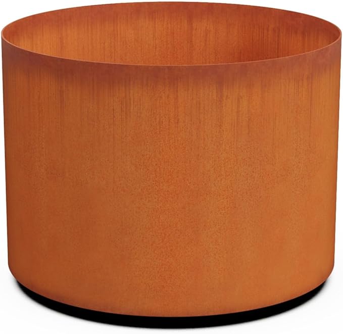 PLANTERCRAFT Corten Steel Metal Planter Box, Round Sizes, Modern Garden Steel planters for Commercial and Residential Outdoor Use.