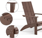Modern Adirondack Chairs Set of 2, Oversized,Dark Brown | Poly Lumber Patio Chairs, Blue 350Lbs Support, All Weather Patio Chairs for Fire Pit Deck Backyard Patio Outdoor Garden