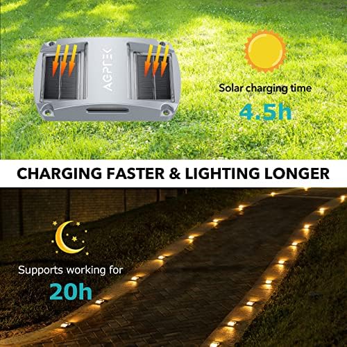 AGPTEK Solar Driveway Lights 12 Pack, Outdoor Deck Dock Marine Waterproof | LED Solar Powered Driveway Marker Lights for Warning Step, Sidewalk, Pathway, Garden, Yard (Warm White)