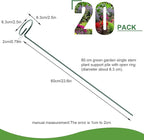 HiGift 20 Pack 24 Inch Plant Support Stakes, Single Stem Flower Support Stakes and Rings for The Garden, Metal Garden Stakes for Tall Plant Vegetables Amaryllis Orchid Lily Sunflower Rose Narcissus