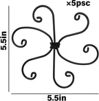 Black Monstera Plant Support 5.5IN 5PCS Premium Stem Support System for Indoor Plants, Durable Stabilizer for Monstera and Climbing Plants, Easy Installation Leaf Holder, Fishbone Cactus Stake