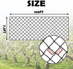 bird netting 7.5x100 ft, 1/2in mesh garden bird showing dimensions