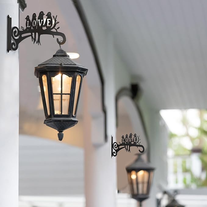 4-Pack Aesthetic Plant Hangers Outdoor and Indoor – 10 Inch Metal Hanging Plant Bracket with Beautiful Bird Pattern – Anti Rust Plant Hooks for Hanging Baskets, Bird Feeder, Windchime, Lantern