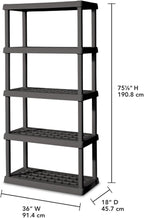 Sterilite 4-Pack 5 Shelf Unit, Heavy-Duty Shelving Storage Rack for Home and Garage, Gray - Multipurpose Plastic Organizer Shelves for Smart Organization