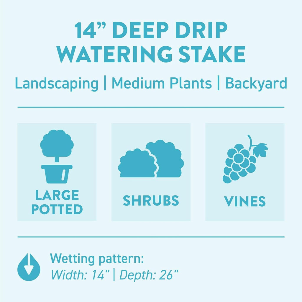 14 in. DEEP DRIP Plant Watering Stake (3 Pack) (Tan) | UV-Protected ABS Plastic Deep Root Irrigation Spike for Yard Plants, Shrubs, Vines