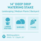 14 in. DEEP DRIP Plant Watering Stake (3 Pack) (Tan) | UV-Protected ABS Plastic Deep Root Irrigation Spike for Yard Plants, Shrubs, Vines