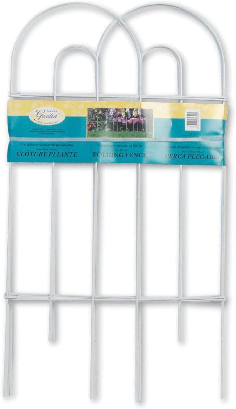 panacea 89300 arch folding border fence, white, main product view