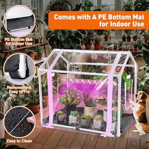 meonum mini greenhouse with grow light, 23.6" l, close-up detail