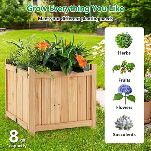 costway planter garden bed, folding planter box, 15" showing dimensions