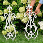 sungmor decorative cast iron white flower bed fence showing dimensions
