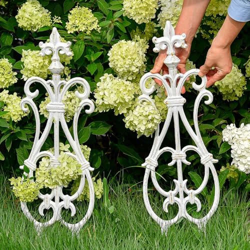 sungmor decorative cast iron white flower bed fence showing dimensions