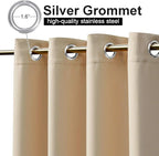 NICETOWN 2 Panels Weighted Blackout Curtains for Patio Waterproof & Windproof, Thermal Insulated Top and Bottom Rustproof Grommets Light Block Outdoor Drape for Pool, Biscotti Beige, W52 by L95