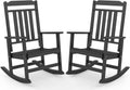 GREENVINES Classic Outdoor-Rocking-Chairs-Set-of-2, HDPE Rocker, Black | 30.3" High Back | All Weather Porch Chairs Plastic | Heavy Duty | 20.5" Wide Seat | Big & Tall | for Patio Balcony Deck