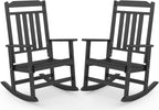 GREENVINES Classic Outdoor-Rocking-Chairs-Set-of-2, HDPE Rocker, Black | 30.3" High Back | All Weather Porch Chairs Plastic | Heavy Duty | 20.5" Wide Seat | Big & Tall | for Patio Balcony Deck
