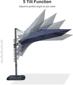 PURPLE LEAF 8' X 8' Left-right Tilting Patio Umbrella Outdoor Cantilever Swivel Square Umbrella Aluminum Offset Umbrella with 360-degree Rotation for Garden Deck Pool Patio Navy Blue