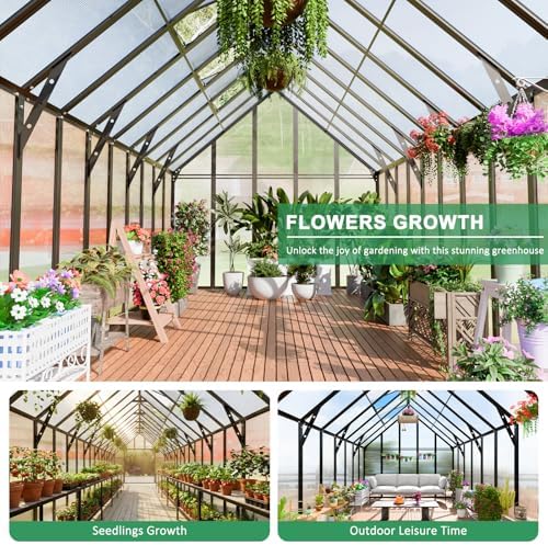 24x10x10 ft large greenhouse for outdoor, easy assembly, close-up detail