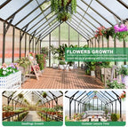 24x10x10 ft large greenhouse for outdoor, easy assembly, close-up detail