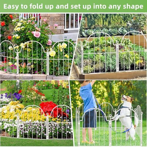 white decorative garden fence, 17in(h) x 10ft(l), with, package contents