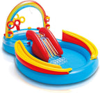 Intex 9.75ft x 6.33ft x 53in Inflatable Rainbow Play Pool and Ocean Play Pool